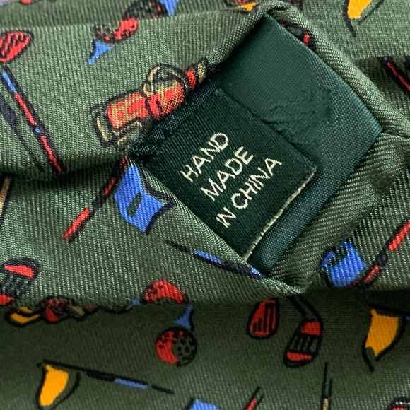 Lauren Ralph Lauren Mens Silk Necktie Golf Balls Clubs Tees Handmade Retro Sport - Picture 10 of 12